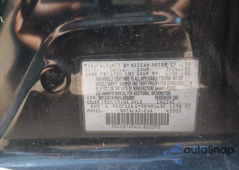 2017 Nissan Versa 1.6 S+ from USA, damaged, VIN 3N1CN7AP6HL805392